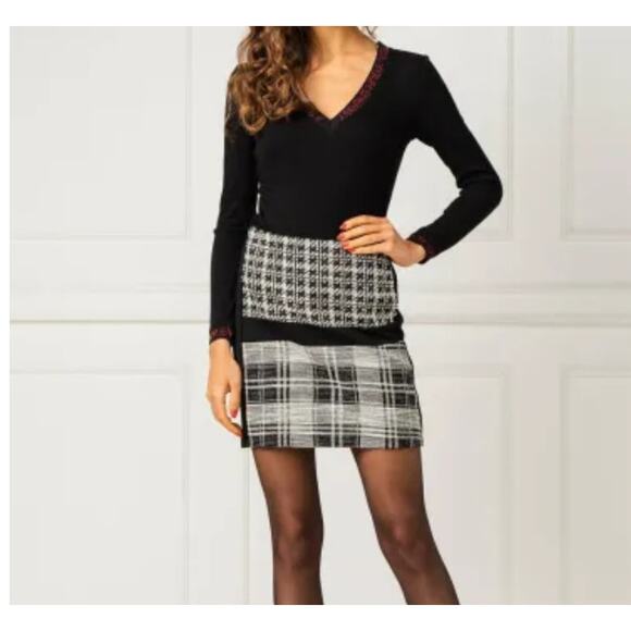Desigual Women's Kape Black Herringbone Plaid Stetch Mini Skirt - Size L - NWT - Picture 15 of 15